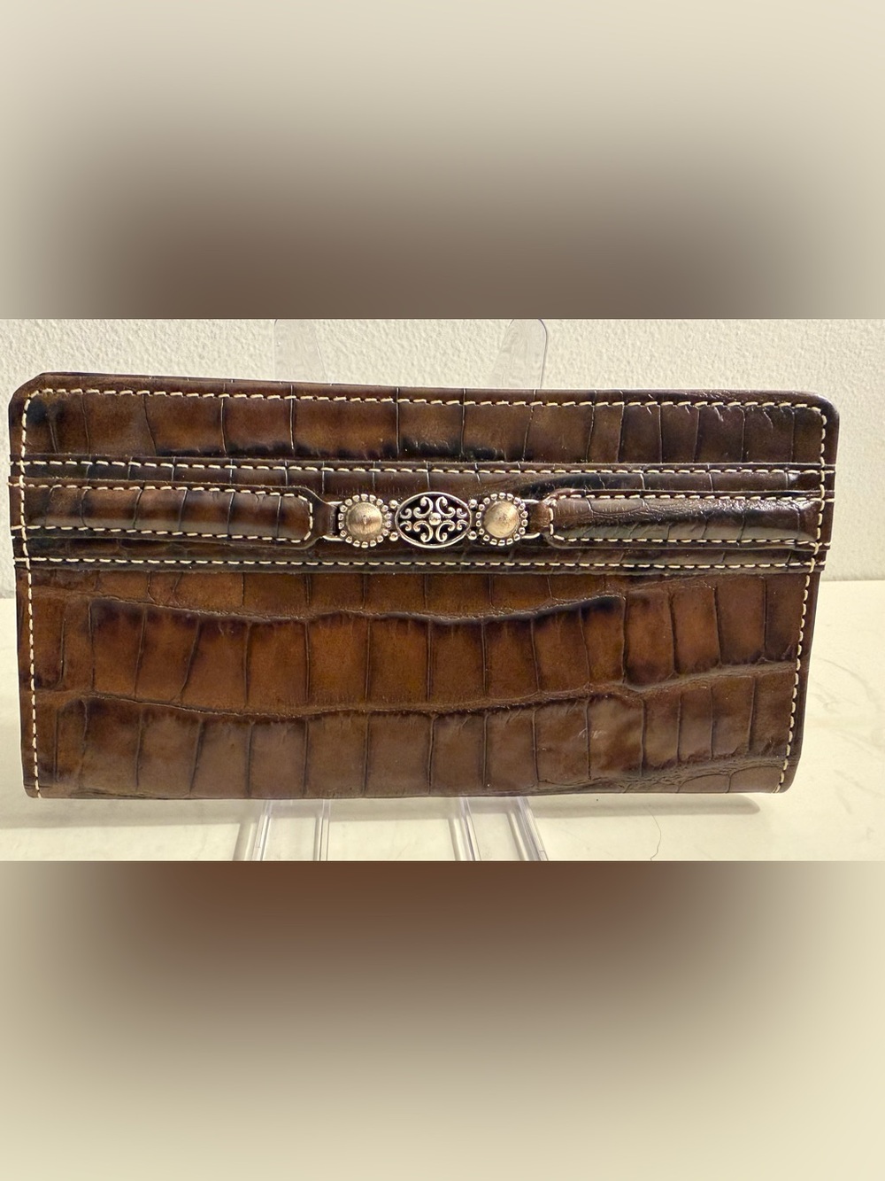 Brighton vintage croc embossed credit card and checkbook holder.